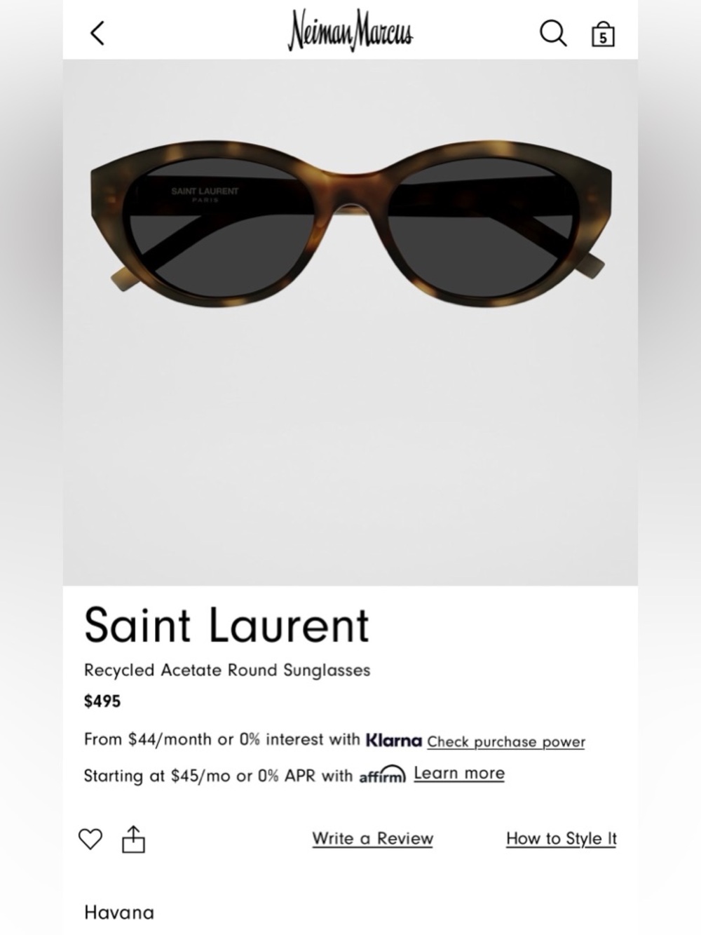 Saint Laurent Tortoiseshell Cat Eye Sunglasses - Brown - Picture 2 of 9